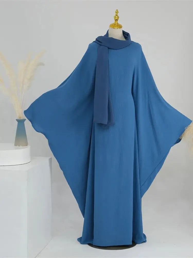 Ramadan Eid Baumwolle Leinen Khimar Abaya Set Dubai Muslim Sets Hijab Kleid Kaftan Abayas Kaftan Marocain Femme Vestidos Para Mujer