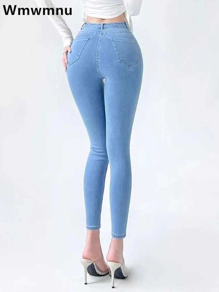 Woman Large Size Streetwear Sexy Stretch Denim Pants High Waist Skinny Pencil Jeans Spring Korean Fashion Casual Kot Pantolon.
