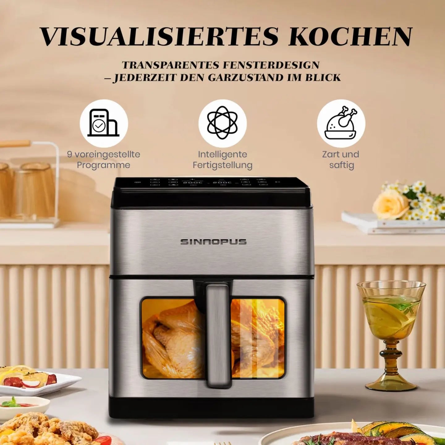 8L Electric Hot Fryer Oven Oilless Cooker Multi Function Air Fryers Smart Machine Viewing Window & LED Touch Control,Top Cheap.