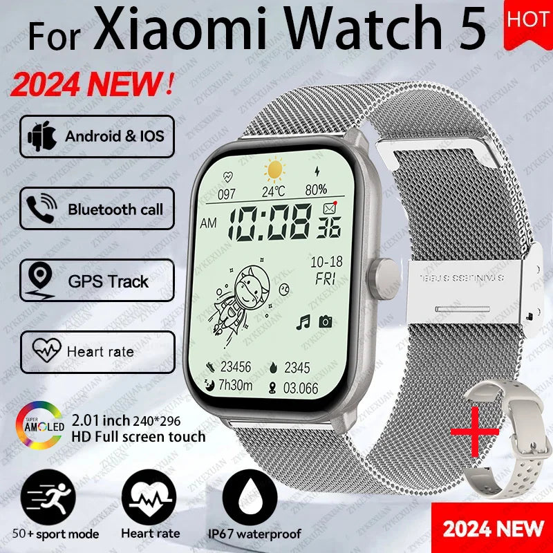 For Xiaomi Watch 5 Global Version Men Women HD AMOLED Display Heart Rate Bluetooth Call GPS Track Waterproof Sports Smart Watch