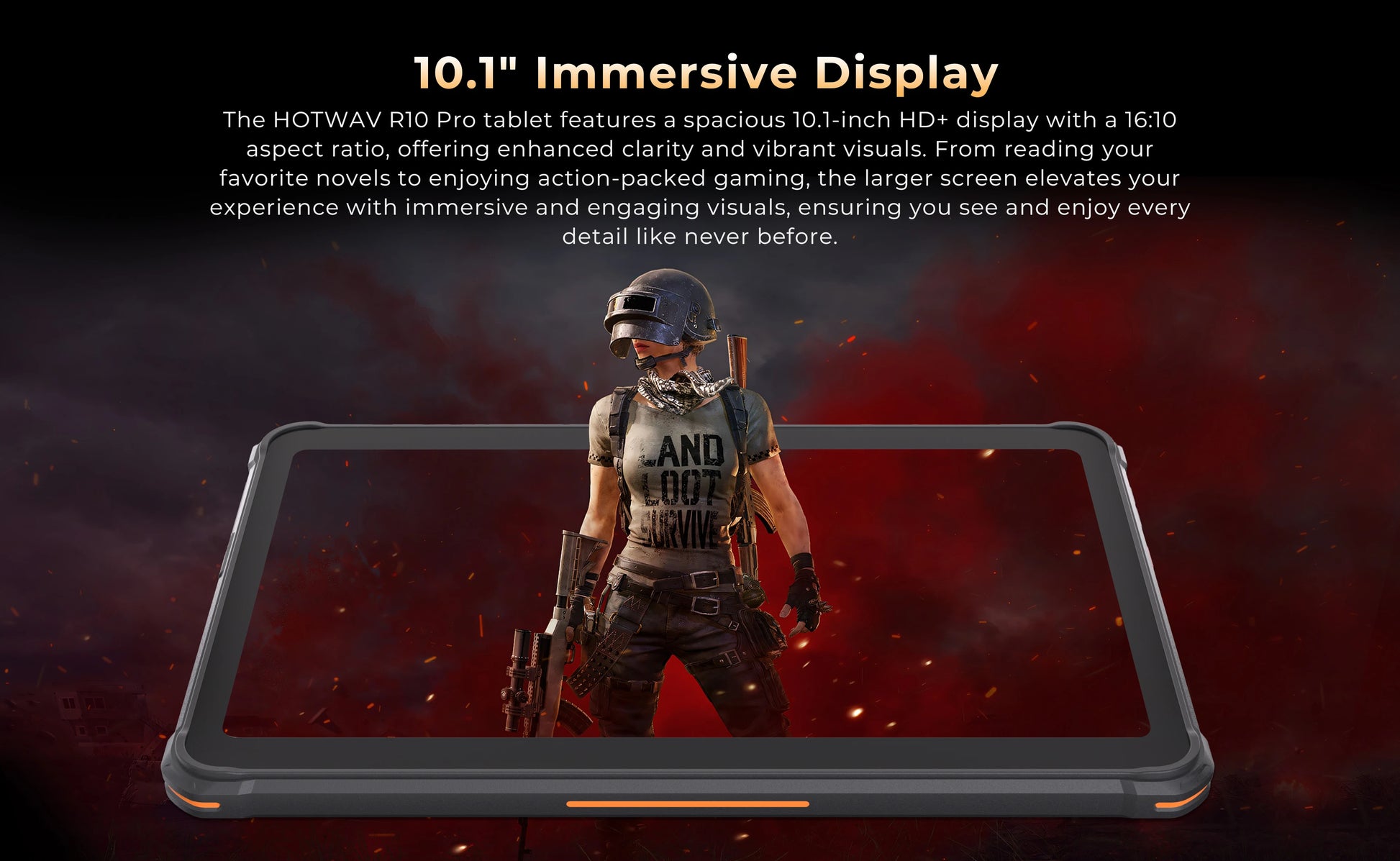 Rugged Tablet HOTWAV R10 Pro 20 (8+12)GB + 256GB, 10.1'' Display, 5MP+13MP Cameras, Android 14.0, 10800mAh Battery, Dual SIM, GPS, 4G.