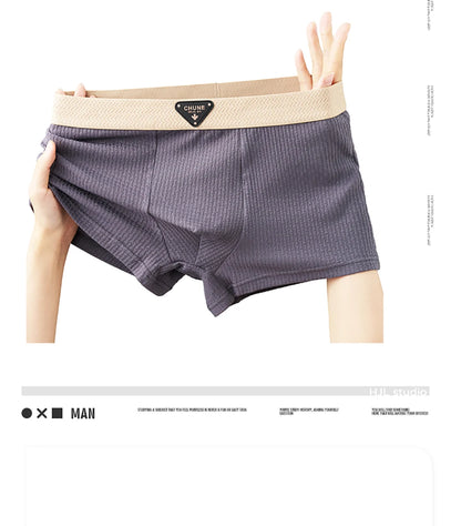 3 Teile/paket 100% Baumwolle Solide Stricken Gestreiften männer Höschen Super Weiche Hygroskopischen Atmungsaktive Boxer Hohe Elastische Taille Mann Unterwäsche