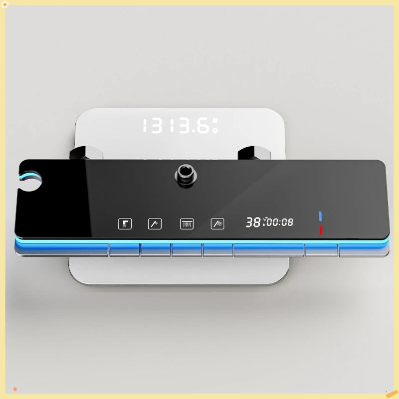 Graues Duschsystem mit Umgebungslicht, intelligentes digitales Duscharmatur-Set, Temperaturanzeige, Regen-Badezimmer-Duschset