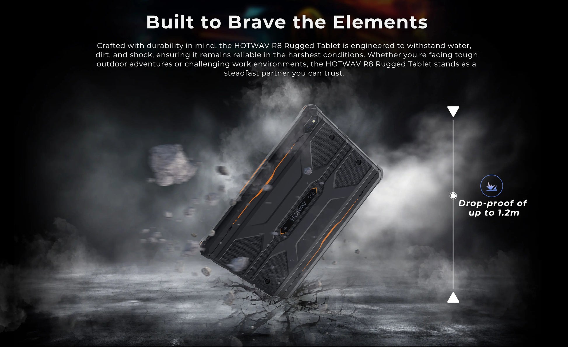 Rugged Tablet HOTWAV R8, 12 (4+8) Go + 128Go, 10.1'', 5MP Front + 13MP Rear Cameras, Android 14.0, 10800mAh Battery, Dual SIM, GPS, 4G.