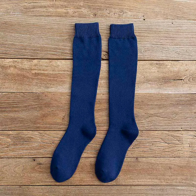 3 Pars Men's Winter Thick Warm Knee-High Cotton Socks - High-Quality Long Black Casual Fashion Socks for Cold Weather.