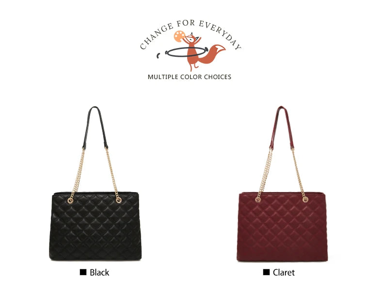 FOXER Women Fashion Quilted Shoulder Bag Female Classic Underarm Bag Vintage Lady Simple Tote Bags Chrismas Gift.