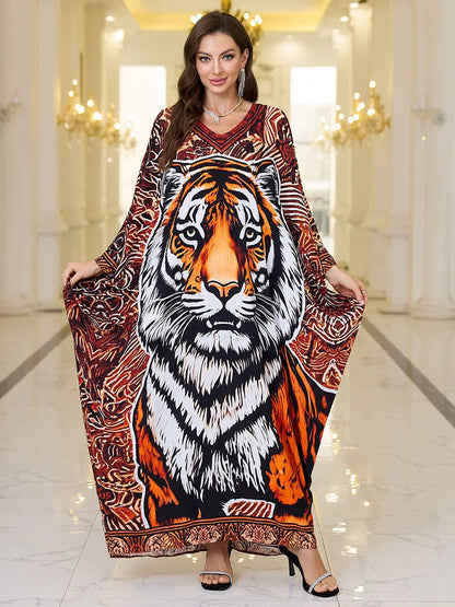 Frauen bestickte lange Kaftane Plus Size Kaftan Kleider Strand Badeanzug Cover Up Moomoo Kleid marokkanische Robe