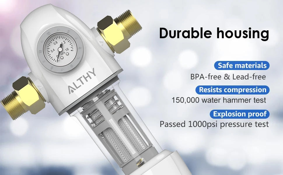 ALTHY PRE-AUTO2 Automatic Flushing Backwash Prefilter Spin Down Sediment Water Filter Central Whole House Purifier System.