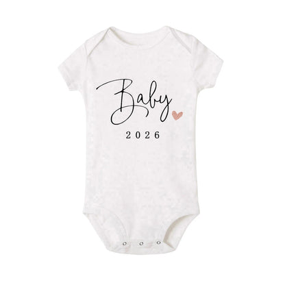 Baby 2026 Schwangerschaftsankündigung Neugeborenes Baby Bodys Sommer Jungen Mädchen Strampler Overall Kleidung Outfit.