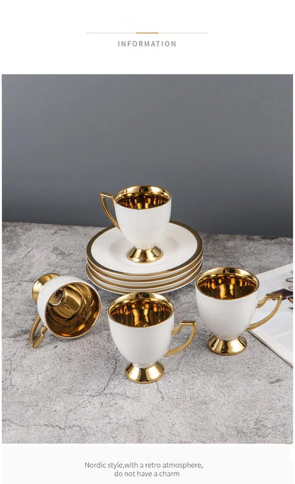 2pcs/set Turkish Coffee Cups Set Of 2 Ceramics Cup Of Coffee Creative Gifts Relief Teacup And Saucer Set Retro 90ml Gobelet.