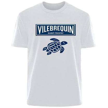 Interesting turtle outdoor travel vacation T-shirt for men, 100% pure cotton comfortable, loose and breathable top for summer.