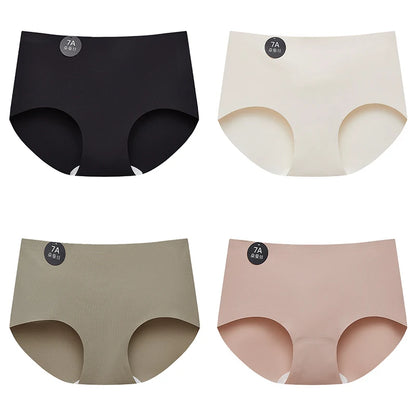 FalllSweet 4PCS Seamless Panties for Woman Ice Silk Underwear Soft Thin Briefs Women's Underpants Fashion Sexy Female Lingerie