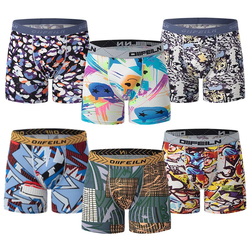 4/6Pcs Herrenmode Druck Lange Unterwäsche Jugendliche Für Erwachsene Multi-größe Bequeme Sport Boyshort Plus größe Fitness Shorts