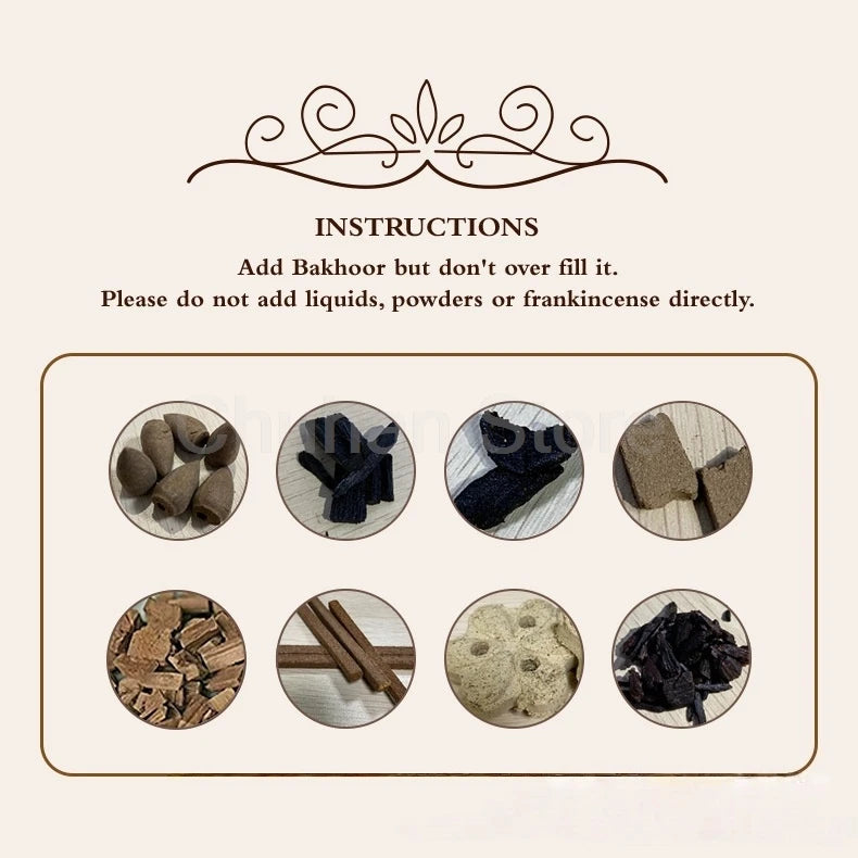 2025 New Arabic Aroma Diffuser USB Car Portable Electric Incense Burner Bakhoor Arabia Charcoal Burner Big Size Burning Space.