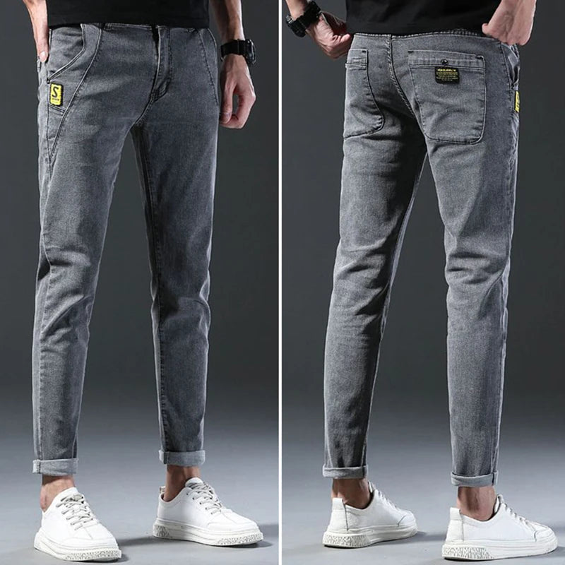 Men New Fashion Comfortable Slim Fit Jeans Male Loose Straight Smart Casual Denim Pants Regular Look Taller Elasticity Trousers.