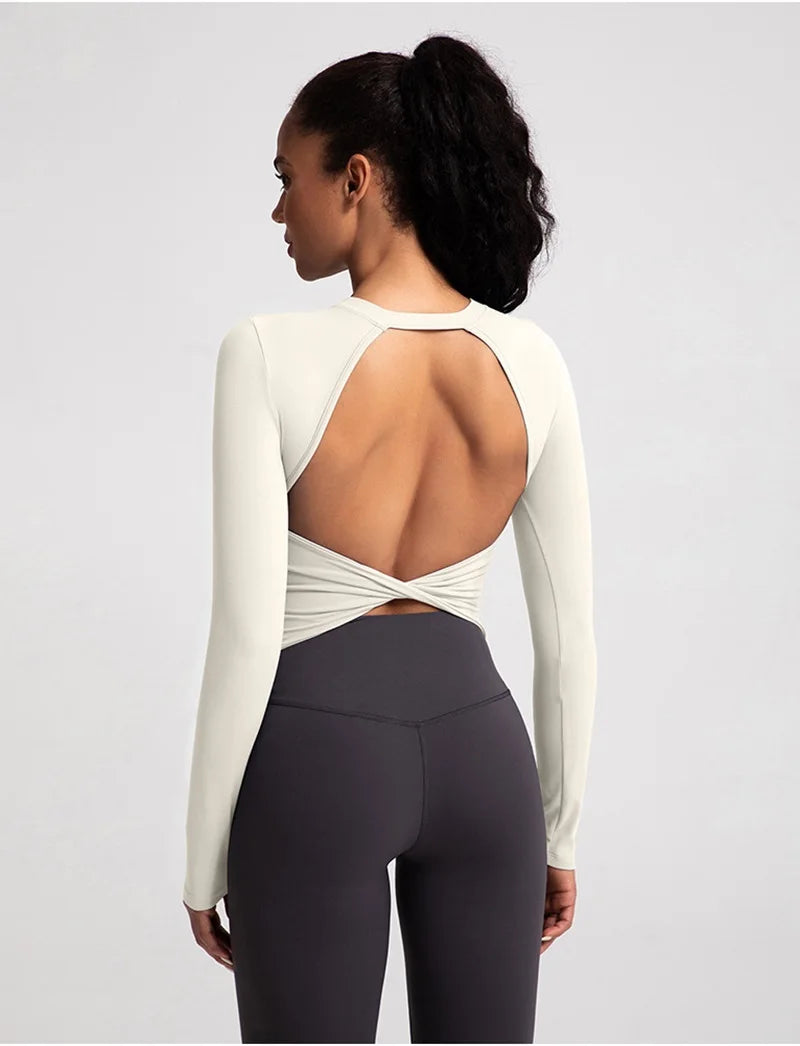 Cloud Hide Black Beauty Back Yoga Shirts Women Long Sleeve Blouse Plus Size Sports Gym Fitness Top Running T-Shirt Workout Shirt.