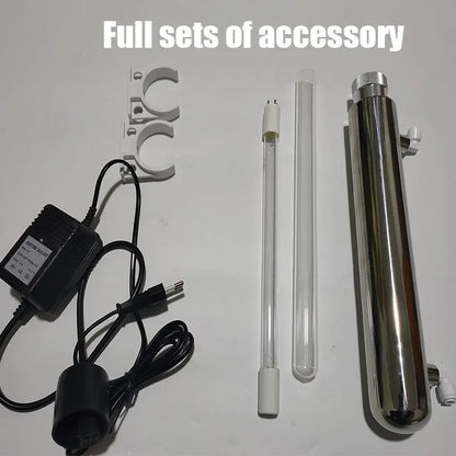 110V/220V Stainless Steel UV Water Sterilizer Ultraviolet Tube Lamp Direct Drink Disinfection Filter Aquarium Fish Tank Purifier.