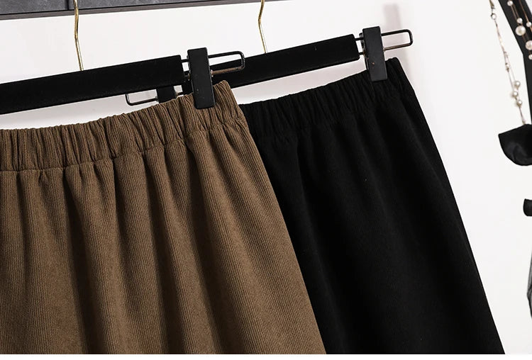2025 Autumn Winter Plus Size Skirts Women High Waist Solid A-line Skirt Back Slit Korean Thick Elegant Fleece-lined Style Skirts.