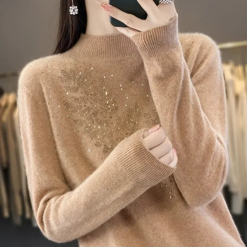 Frauen Pullover Dicke Warme Herbst Winter Mock Neck Mode Pullover Langarm Grundlegende Jumper Stricken Bodenbildung Shirt Koreanische Pullover.