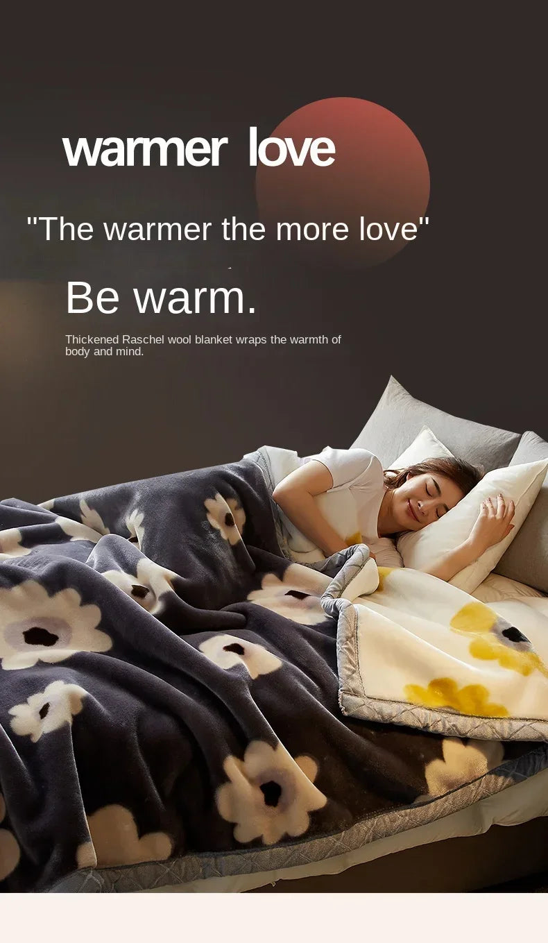 New Raschel plush thickened warm  - et 1PC 150/180/200cm nap air-conditioned room the aircraft  machine washable.