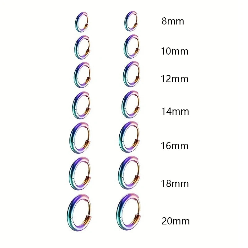 7Pairs/Kit Stainless Steel Huggies Hoop Earrings Multiple Sizes Unisex Sexy Ear Cartilage Piercing Jewelry Wholesale.