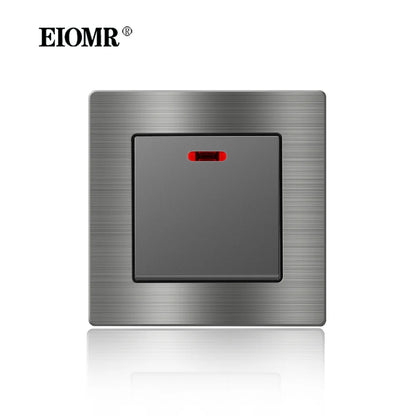 EIOMR Frankreich Standard-Steckdose, graue Aluminiumlegierung, Lichtschalter, RJ45, Fernseher, 220 V, 16 A, Wandsteckdosen für Haushaltsgeräte