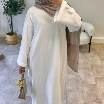 Warm Arabic Corduroy Abaya Dress for Women Ramadan Dubai Women Modest Muslim Coat Winter Islam Clothing New Turkey Solid Robe.