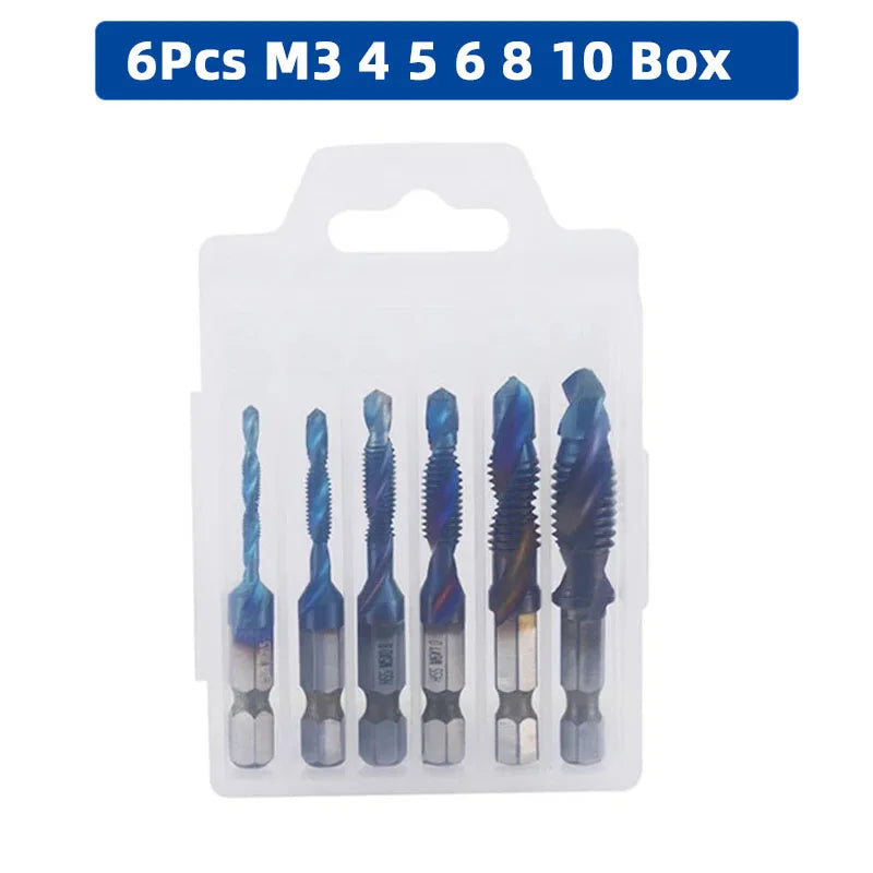 SIQICNC Schaft Titanbeschichtetes HSS-Schraubgewinde Metrisches Gewindebohrer Bohrer Schraubenmaschine Compound Tap M3 M4 M5 M6 M8 M10 Handwerkzeuge