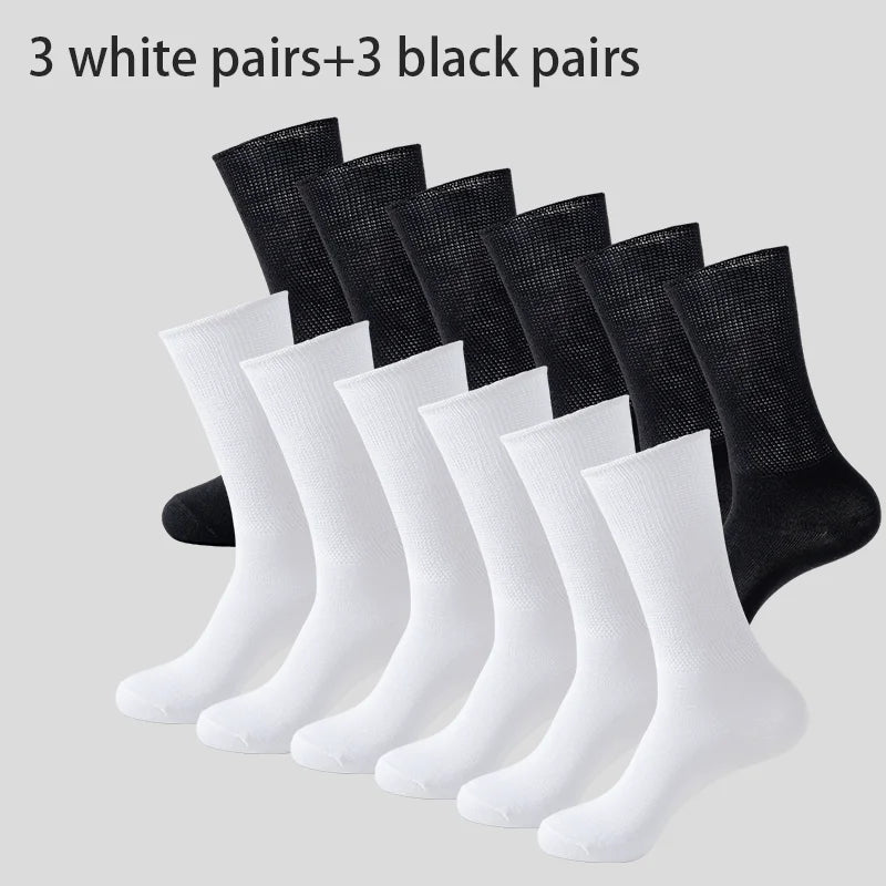 6Pairs Comfortable and Supportive Diabetic Socks for Men Moisture wicking Fabric Non-binding Top business socks.