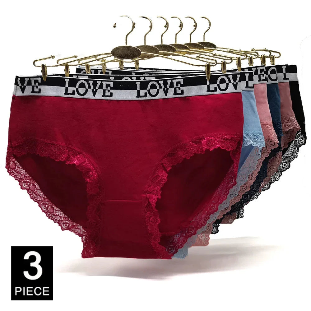 Women Briefs Cotton Panties Plus Size Underwear Woman Knickers Lady Lingerie Girl intimate Large 3 Pieces/lot.