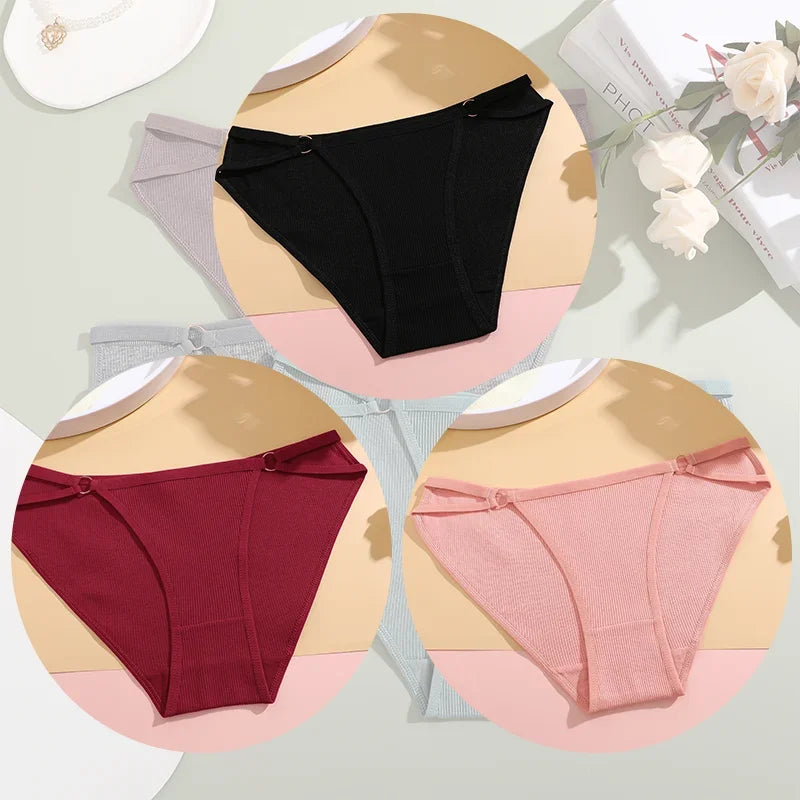 3PCS Women's Panties Sexy Breathable Underwear Comfortable Lingerie Cotton Striped Briefs Fashion Cozy Underpants Sale