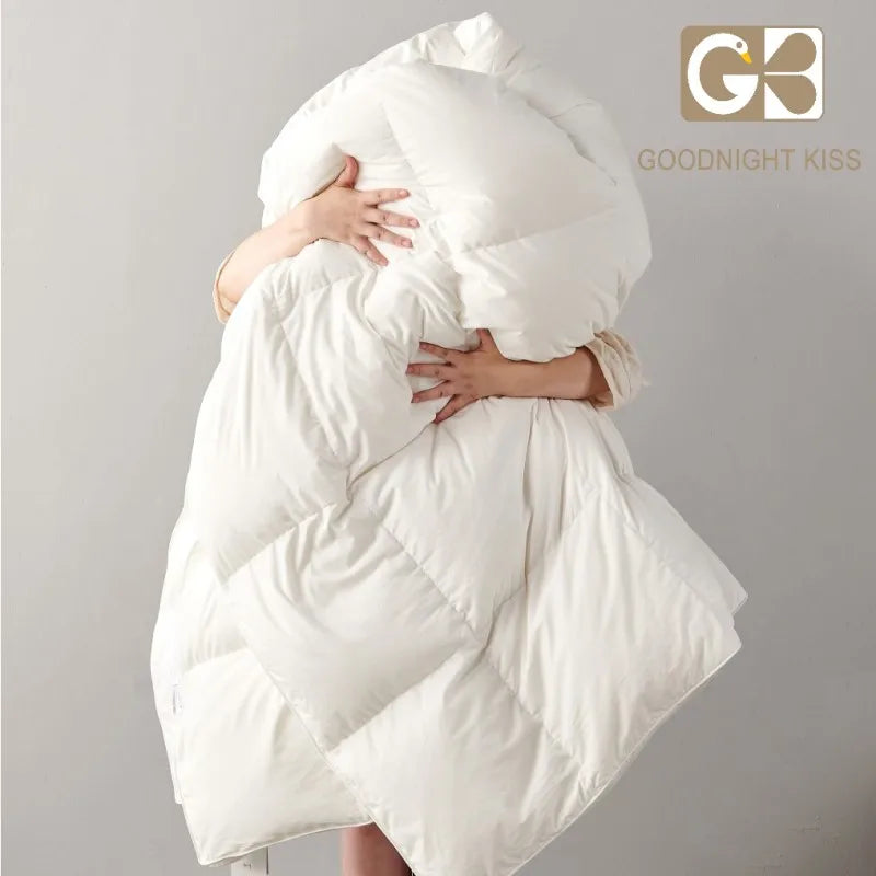 Goodnight Kiss 100% White Duck Down Comforter Lightweight Spring Autumn Blanket Quilt Soft Luxury Warm Winter Duvet Insert.