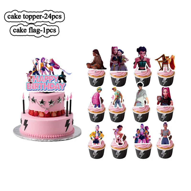 1/25 stücke Dämon Jäger Kuchen Topper Alles Gute Zum Geburtstag Party Kuchen Dekoration Kinder Favor Kpop Dämon Jäger Kuchen Ornamente Baby dusche.