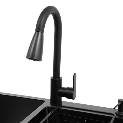 Wäschewaschbecken aus Edelstahl 201, Wäschewaschbecken mit ausziehbarem Wasserhahn, Waschbecken mit Schrank für Küchen, Restaurants, Dessertgeschäfte