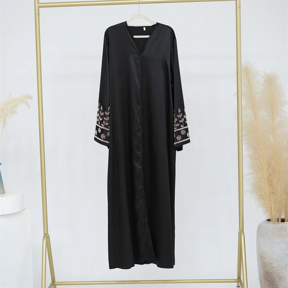 Ramadan Eid Open Beading Kimono Abaya Dubai Muslim Prayer Clothes Women Kebaya Kaftan Dress Islam Robe Arabe Femme Musulmane