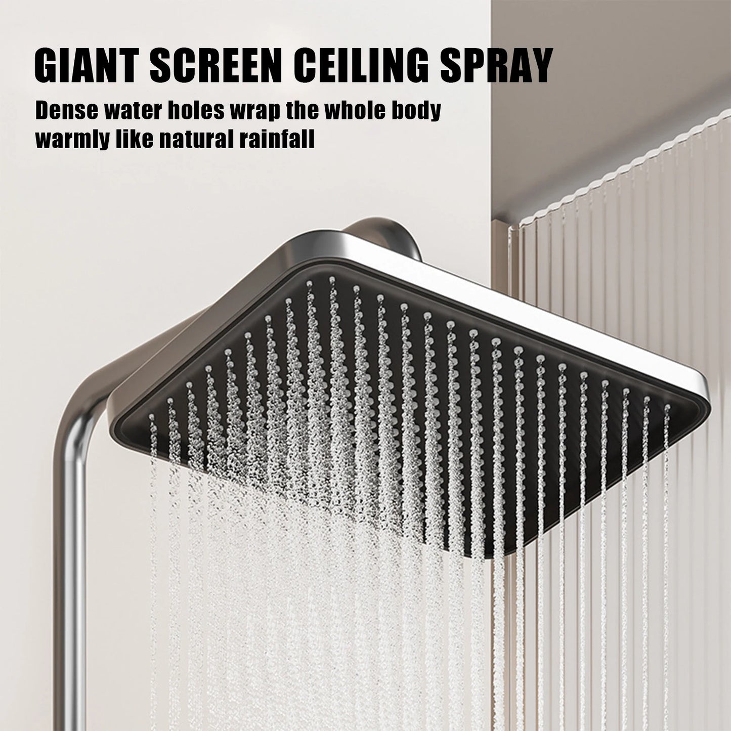 Digital Thermostatic Shower System with Smart Temperature Memory, Easy to Install LED Rain Shower & Brass Faucet Set