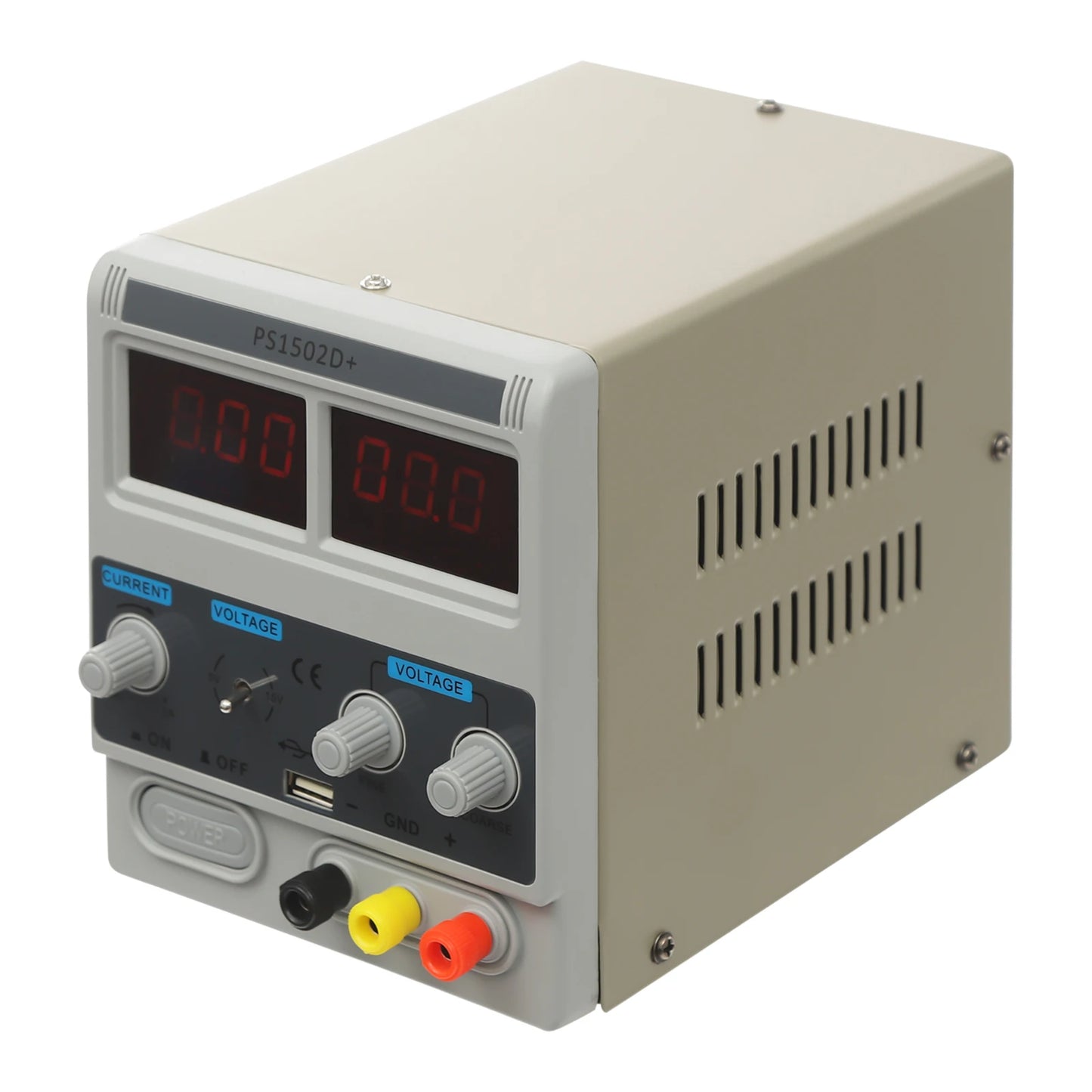 Adjustable DC Power Supply 0-15V 2A, Digital Display with Overcurrent Protection for Phone Repair, Electronics Lab Testing.