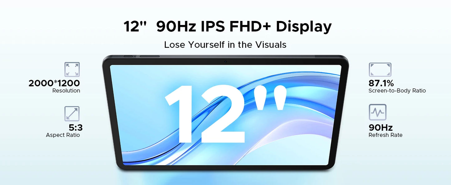 Doogee Tab E3+ 2 in 1 Tablet Pc Gemini Ai 12"" 2K Display Android 15 32Gb Ram(8+24) 256Gb Rom 8800Mah Battery Helio G100 Tabletpc.