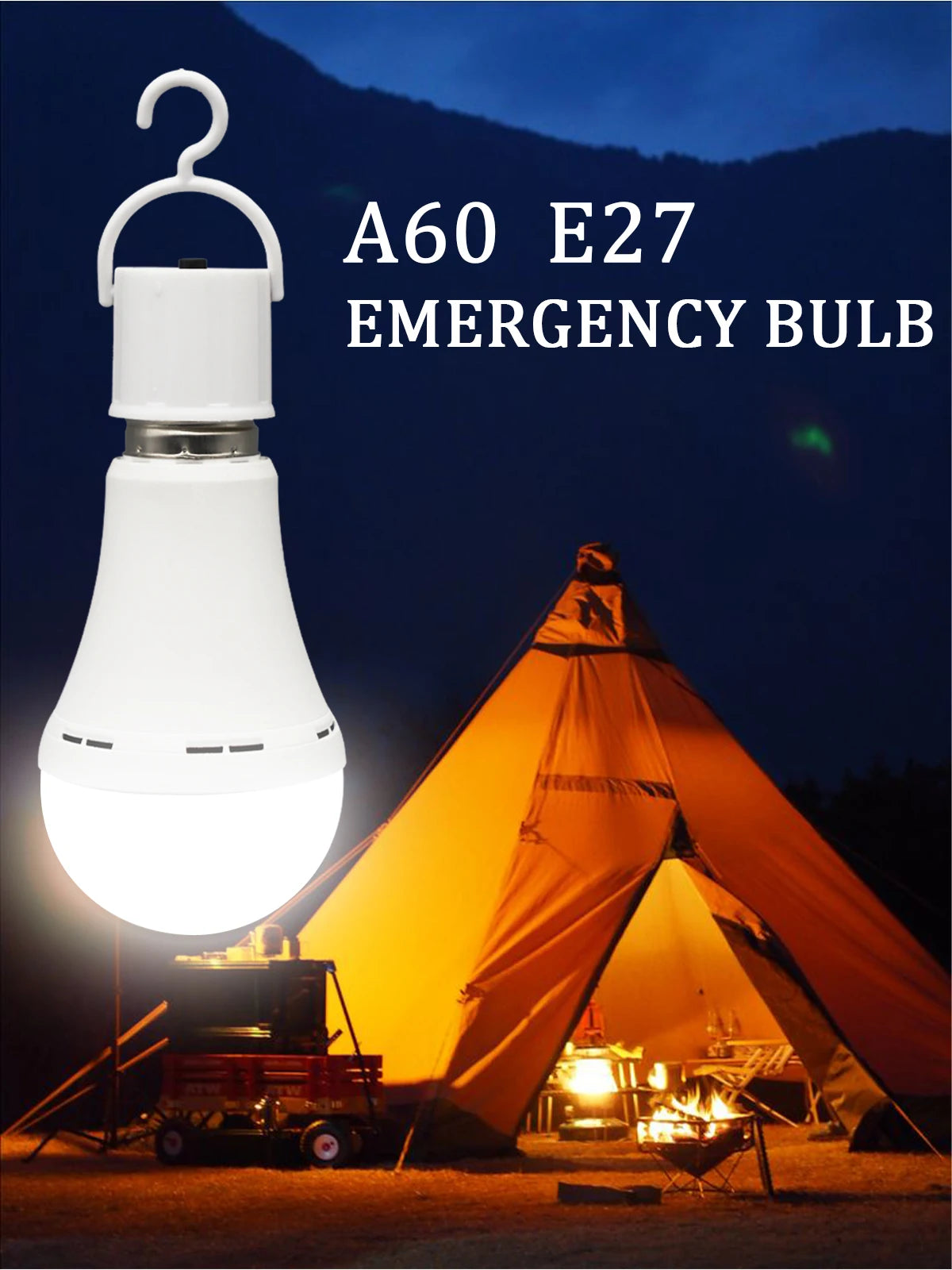 LED-Notfalllampe, wiederaufladbare Glühbirne, 7 W, E27, 110 V, 220 V, tragbar, zum Aufhängen, 3-Wege-Campinglampe, Zelt, Zuhause, Stromausfall, Veranda.