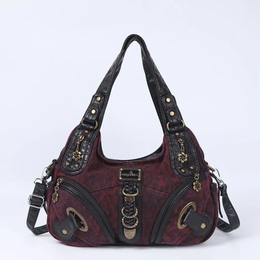 Angelkiss Women Handbags Leopard Shoulder Bag Top-handle Handbag Fashion Satchel Dumpling Shoulder Bag Tote Hobos Large Purse.