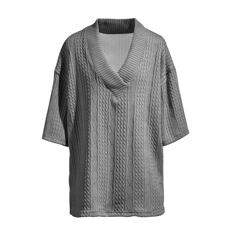 2024 Summer New Men's High Street Casual Loose Jacquard Sportswear V-Neck Short Sleeve Shorts Men's Fashion Suit