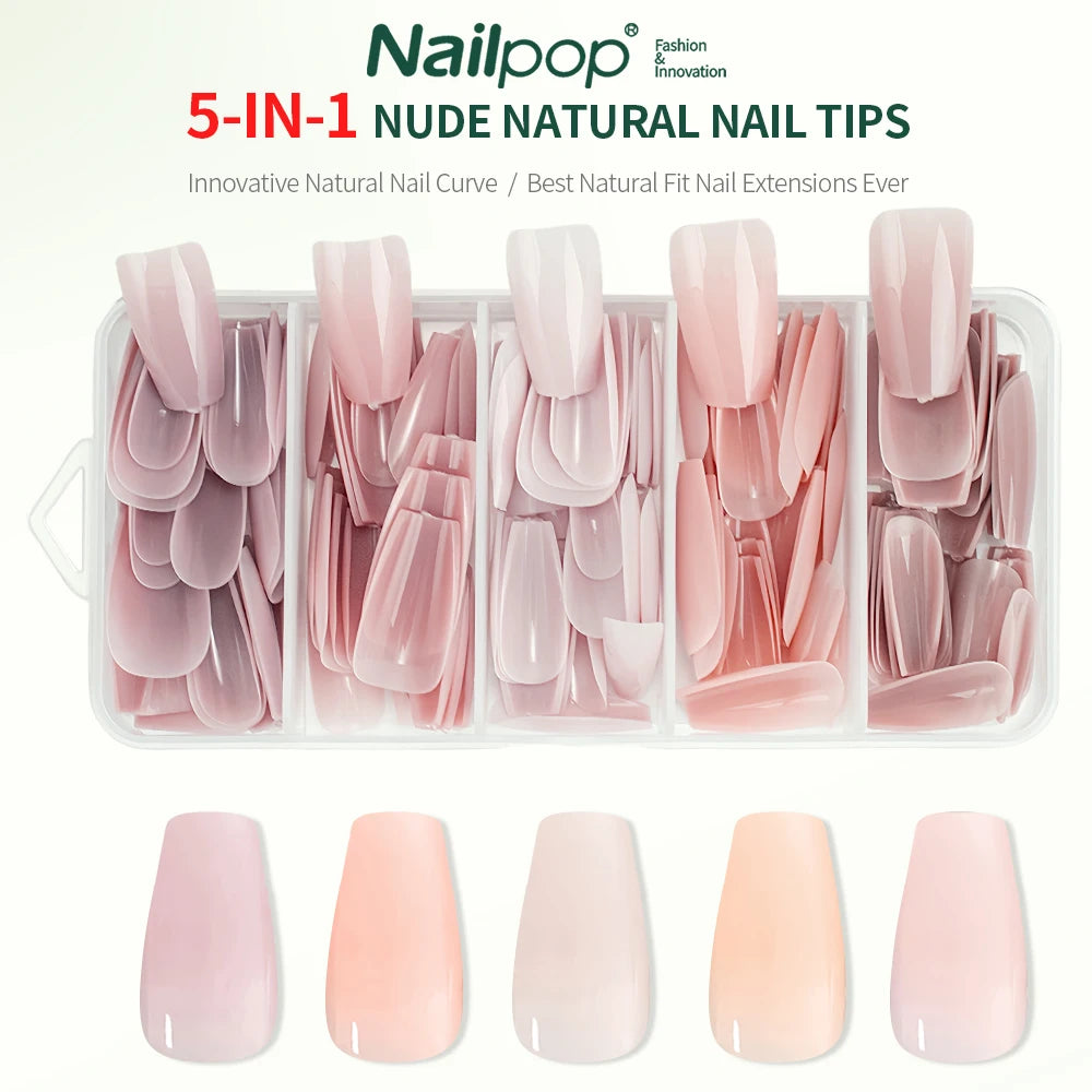 Nailpop 3-IN-1 Nude Natural Soft Nail Tips Set 140PCS Skin Tones Press on Nails Ultra-Fit Gel Nail Extensions Easy Manicure DIY.