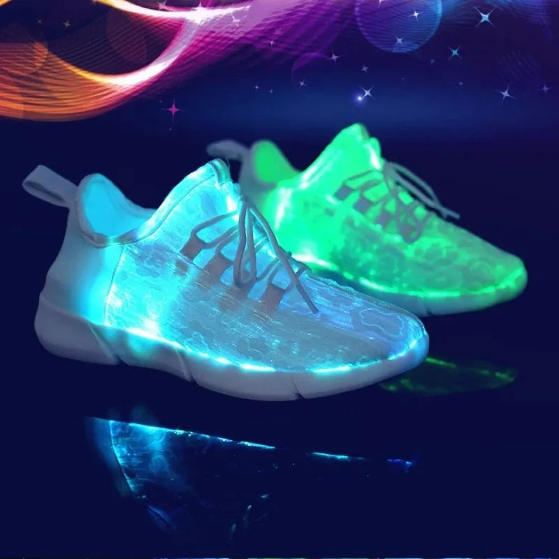 Fiber LED Shoes Light up Flashing -7 Monochrome LED Shoes Halloween Adult Boys Girls Women Children USB charging.