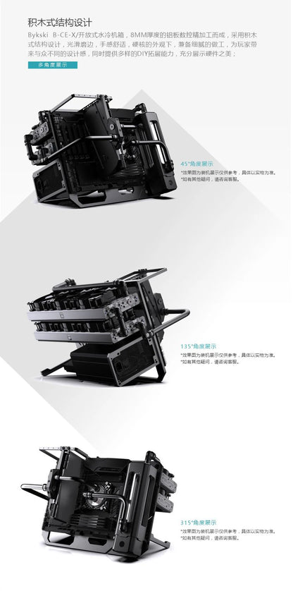 Granzon B-CE-X Open Frame Chassis Distro Plate Water Cooling Computer Case Vertical Horizontal, DIY Display.