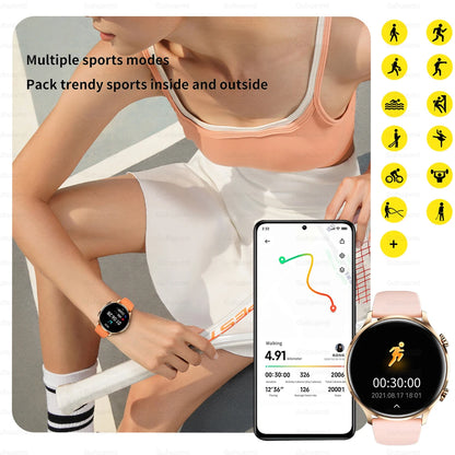 2025 New Smartwatch Women AMOLED HD Screen Always On Display Bluetooth Call IP68 Waterproof GPS Smart Men Watch For Android ios.