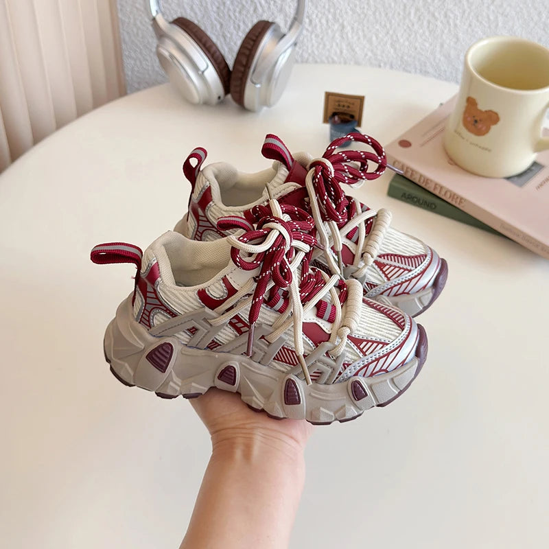 Kids Sneakers for Girls 2025 New Toddlers Causal Shoes Spring Autumn Chunky Versatile Children School Basketball Shoes Non-slip