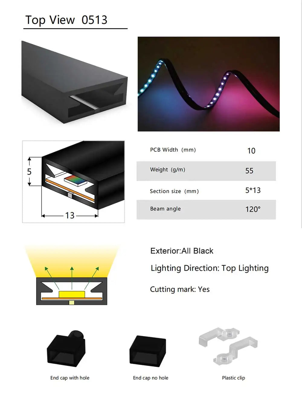 Black Led Neon Silica Gel Tube Diffuser Soft Rope Tube IP67 Waterproof For WS2812B SK6812 WS2811 5050 RGB Flexible Strip Light.