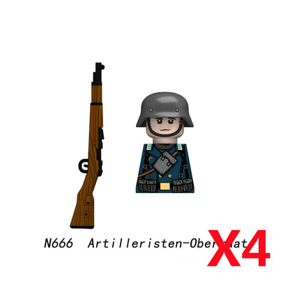 Military WWII Figure Building Blocks Accessories MP40 Rocket Launcher MG42 Officer Army Camouflage Soldier Pzf 98K Toy Gift N029