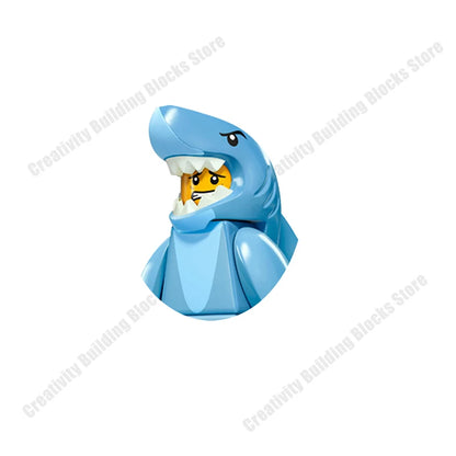 New Hot Series Gray Shark Boy Girls 3D Model DIY Building Bload Toys Classic Movie Children's Toys Gifts
