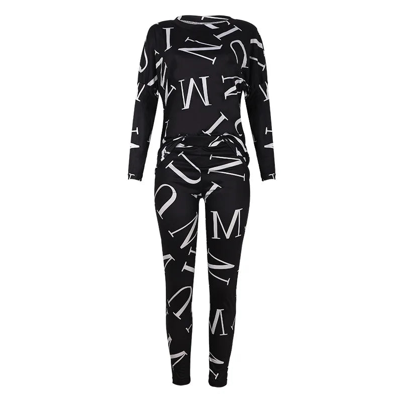 2 Piece Set Women Tracksuit Autumn Winter Warm Letter Top Suits Casual Yoga Set Sweatshirts And Jogging Pants Outfits Sweatpants.